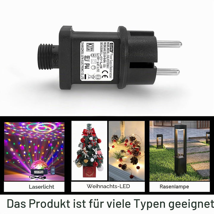 CZJUTAI LED Trafo IP44 Netzteil für Weihnachtsbeleuchtung mit EU Stecker - Schraubsockel - Schalt-Mo