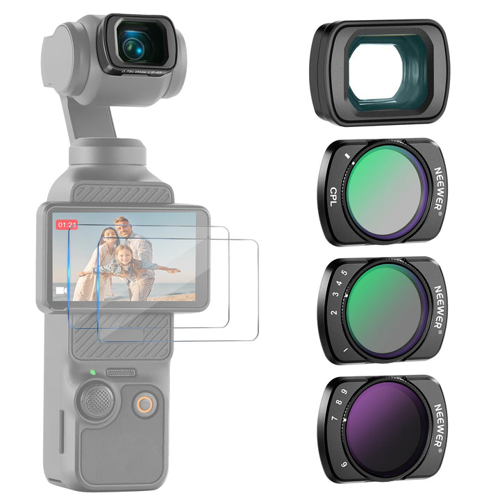 NEEWER Variabler ND Filter Set Kompatibel mit DJI Osmo Pocket 3 Creator Combo Zubehör mit 180° 0,75X
