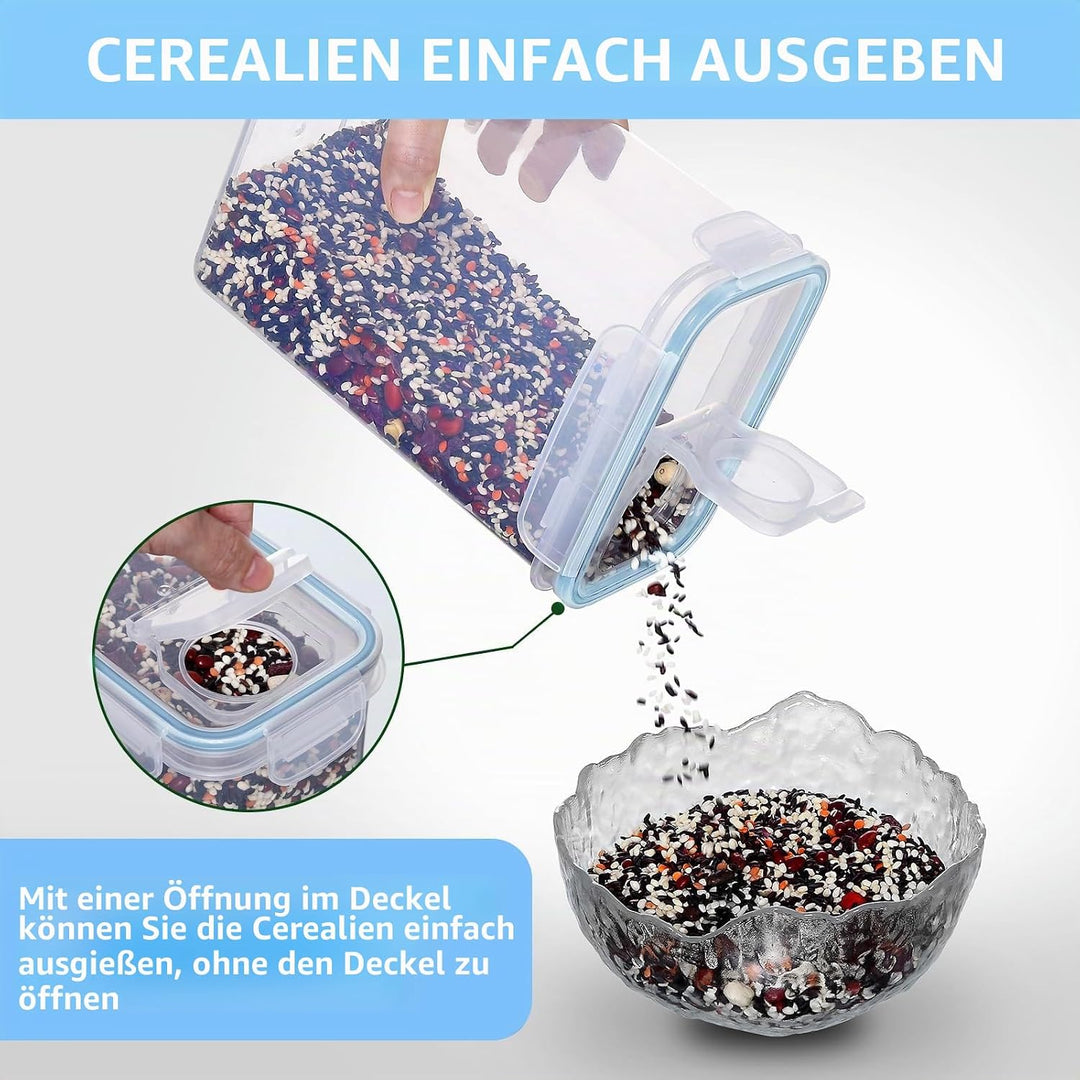 Vorratsdosen Set 8-teilig – 3×1L, 0.8L & 2×0.52L frischhaltedosen luftdicht + 2L & 1.4L vorratsdosen