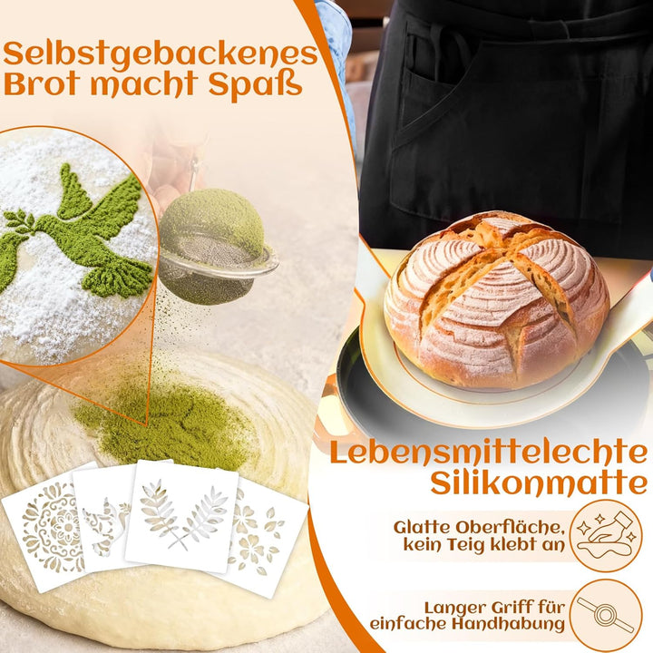 Gärkörbchen Für Sauerteig Starter Set, Gärkorb (23cm rund & 25cm oval),100% natürlichem Rattan, inkl