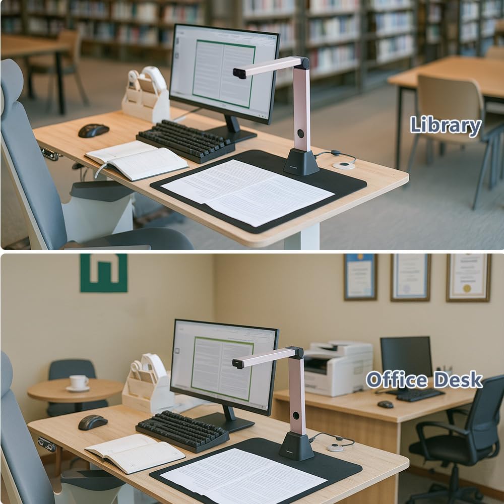 Dokumentenscanner Kamera USB 8MP: A3 Buchscanner OCR tragbar für Lehrer | Flachbett Scanner Visualiz