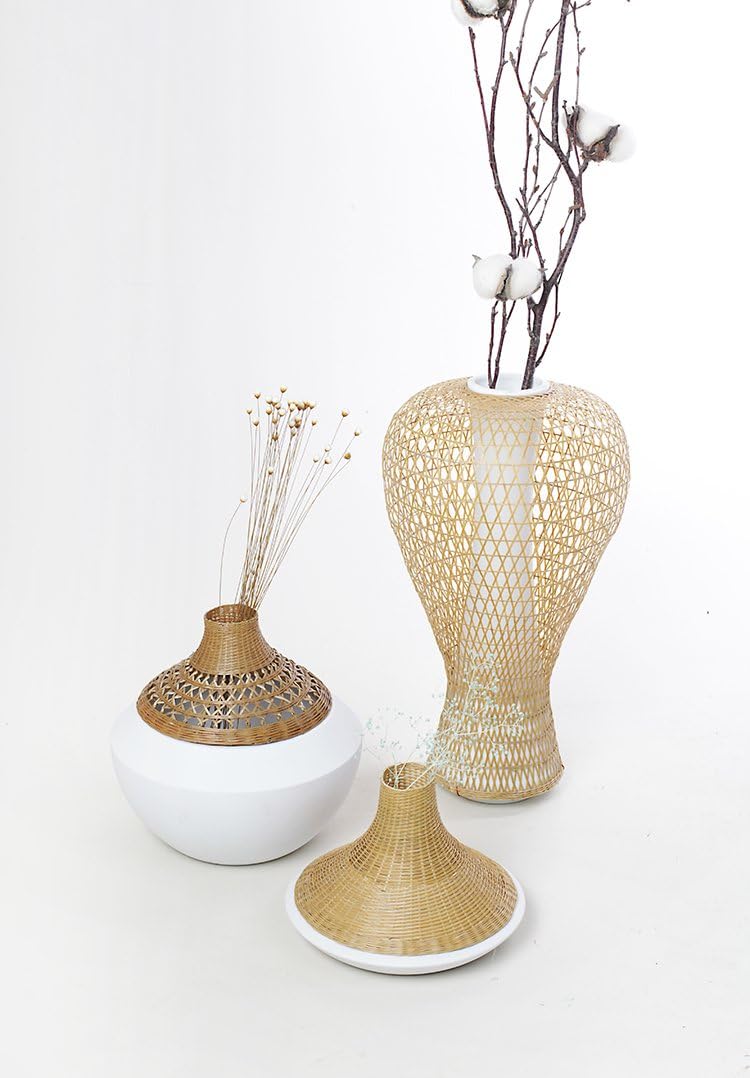 anaan Vase aus Keramik Blumenvase Keramikvase Design handgemacht Tischdeko weiss (φ172xH125 mm), φ17