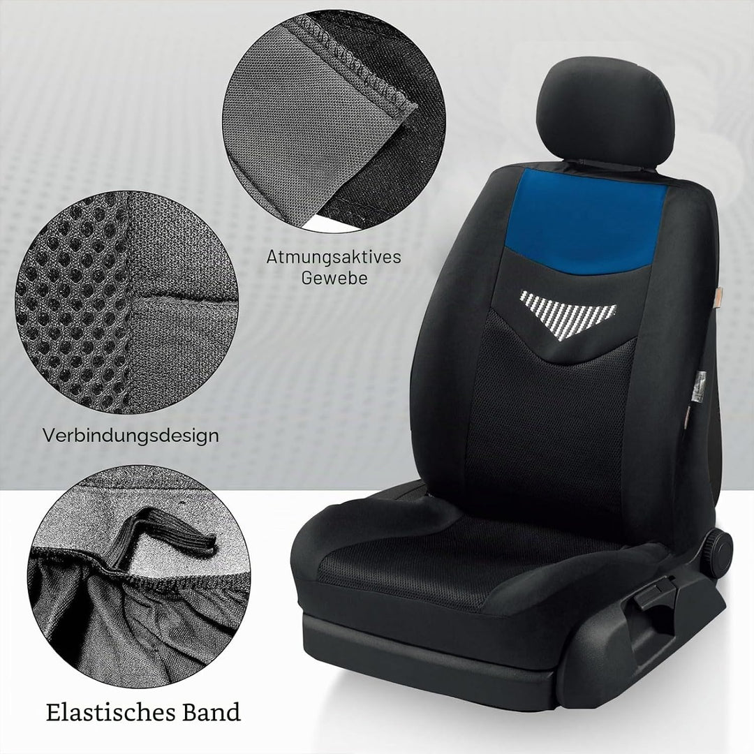 Autositzbezüge Universal Fit Komplettset, Schonbezüge-Auto, Komplettset, 2 Vordersitzbezüge, 1 Rücks