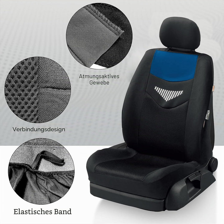 Autositzbezüge Universal Fit Komplettset, Schonbezüge-Auto, Komplettset, 2 Vordersitzbezüge, 1 Rücks