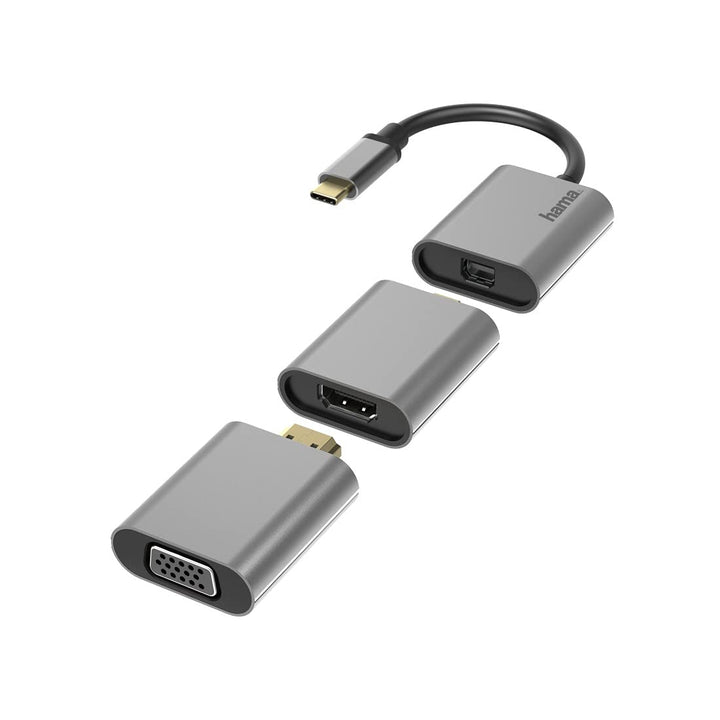 Hama Adapter Set, 6in1 Hub mit USB-C (USB C Adapter mit Mini-DisplayPort, HDMI™, VGA für PC, Noteboo
