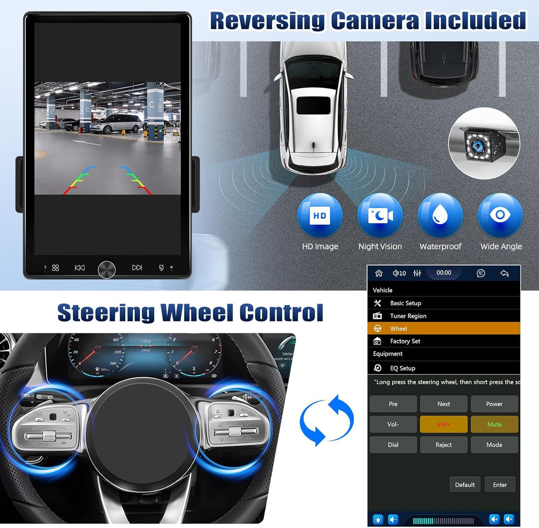 CAMECHO Autoradio 1 Din 10.4 Zoll Wireless Carplay Android Auto Radio mit Bildschirm Bluetooth Schüt
