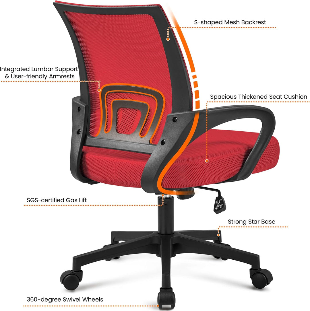 Yaheetech Bürostuhl Ergonomisch, Schreibtischstuhl mit Netzbespannung und Armlehnen, Drehstuhl aus M