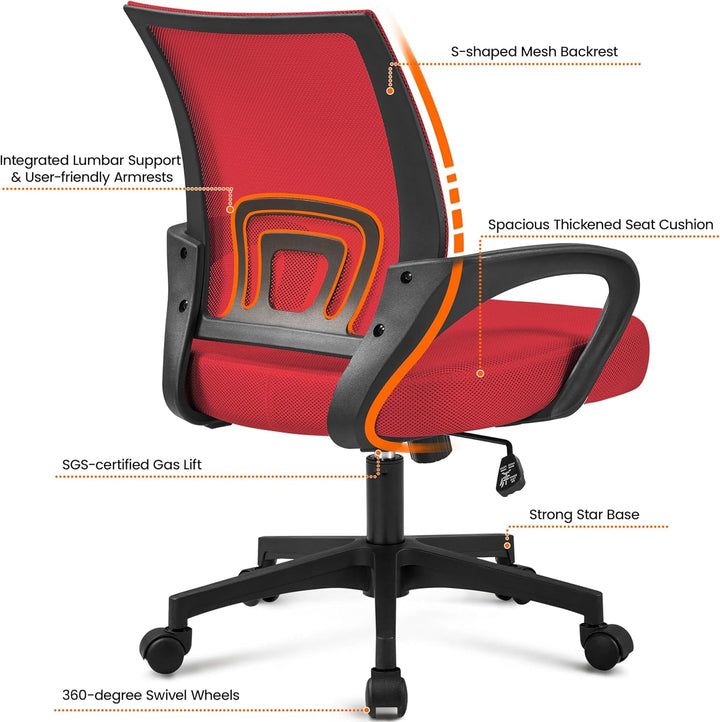 Yaheetech Bürostuhl Ergonomisch, Schreibtischstuhl mit Netzbespannung und Armlehnen, Drehstuhl aus M