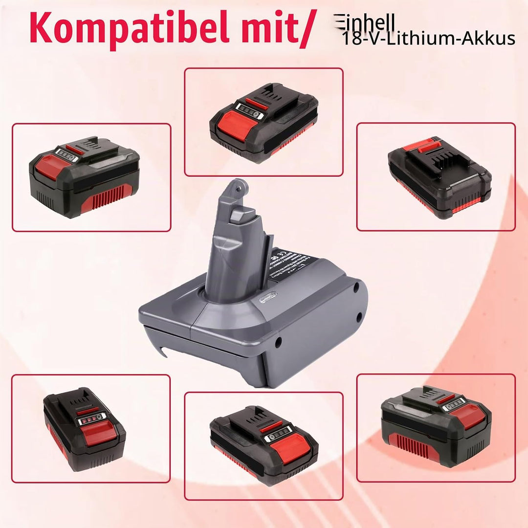 Adapter für Dyson V6 Staubsauger Convert für Einhell 18V Akku für V6 Akku Kompatibel mit DC58 DC59 D