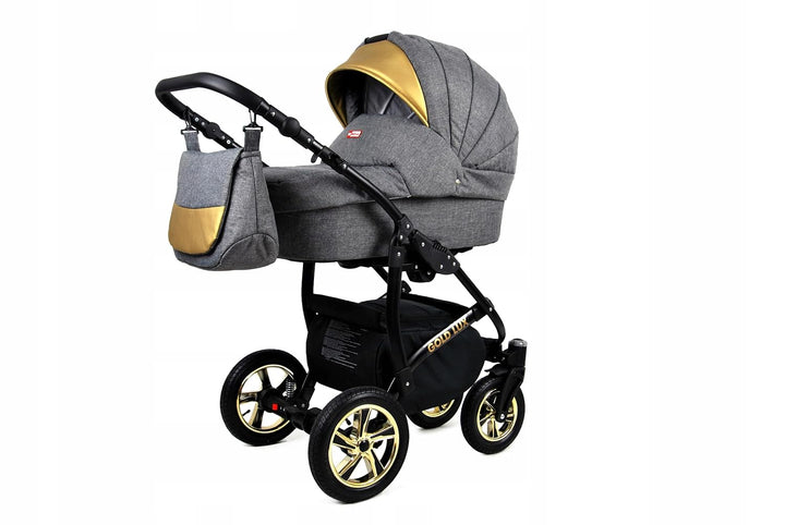 BabyLux® Kinderwagen Set 4 in 1 - Gold Lux - incl. Babywanne, Buggy Sportsitz, Auto-Babyschale, ISOF