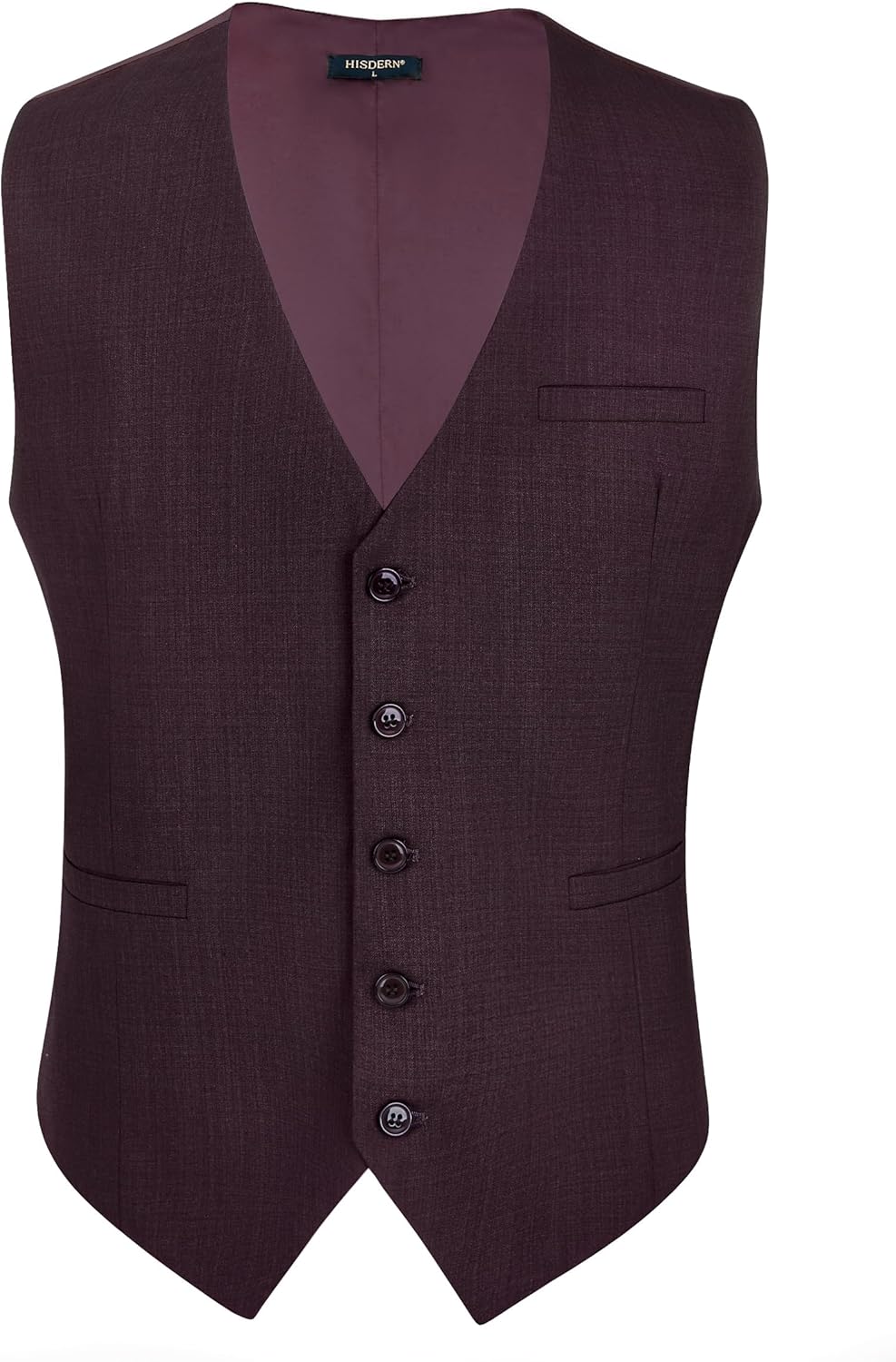 HISDERN Herren Formale Hochzeit Party Weste Baumwolle Einfarbig Weste XXL Dunkelviolett, XXL Dunkelv