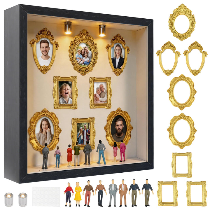 DIY Mini Museum Silhouette Box, Mini Menschen Figuren Museum mit Mini Bilderrahmen Vintage & Miniatu
