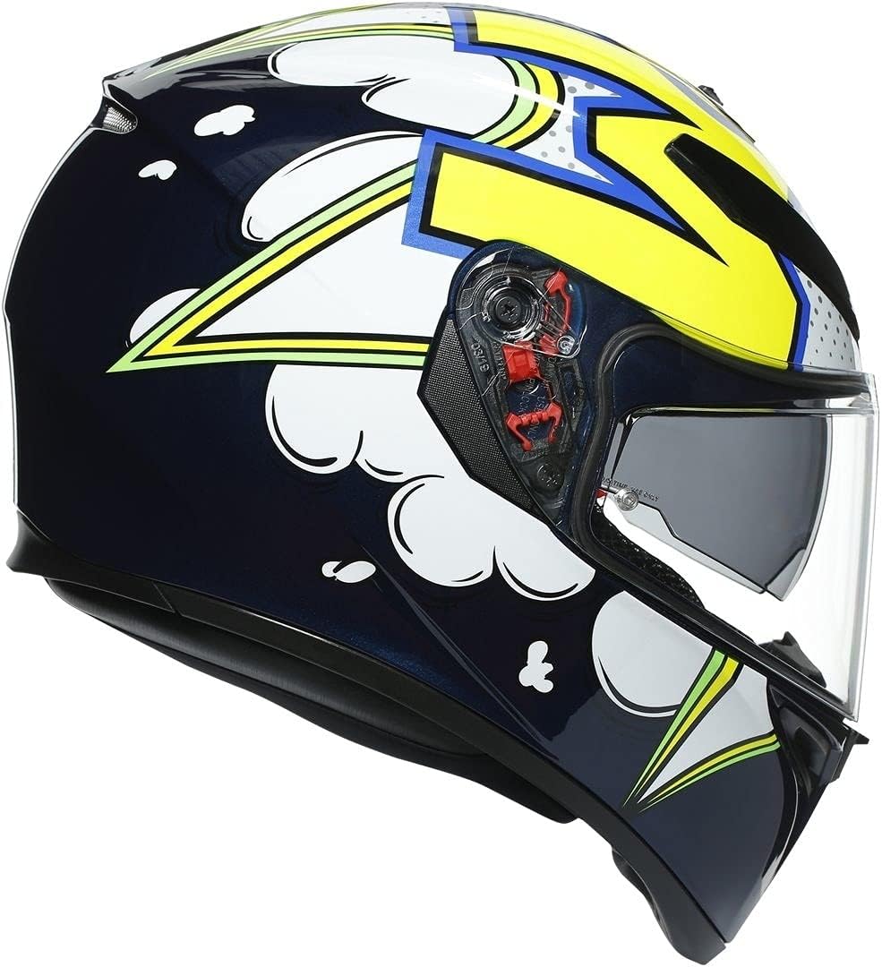 AGV Unisex-Adult K3 Sv E2205 Multi Mplk Motorrad Helm XS BLUE/WH/YELLOW FL, XS BLUE/WH/YELLOW FL