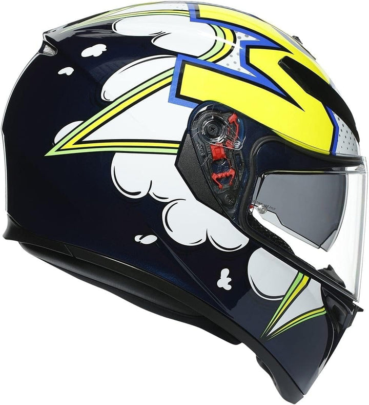 AGV Unisex-Adult K3 Sv E2205 Multi Mplk Motorrad Helm S BLUE/WH/YELLOW FL, S BLUE/WH/YELLOW FL