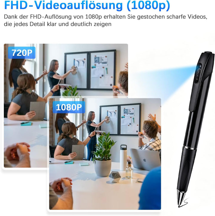 Tragbare Mini Kamera FHD1080P, 2 in 1 Mini Überwachungskamera Für Innen Kamera Stift, Überwachungska