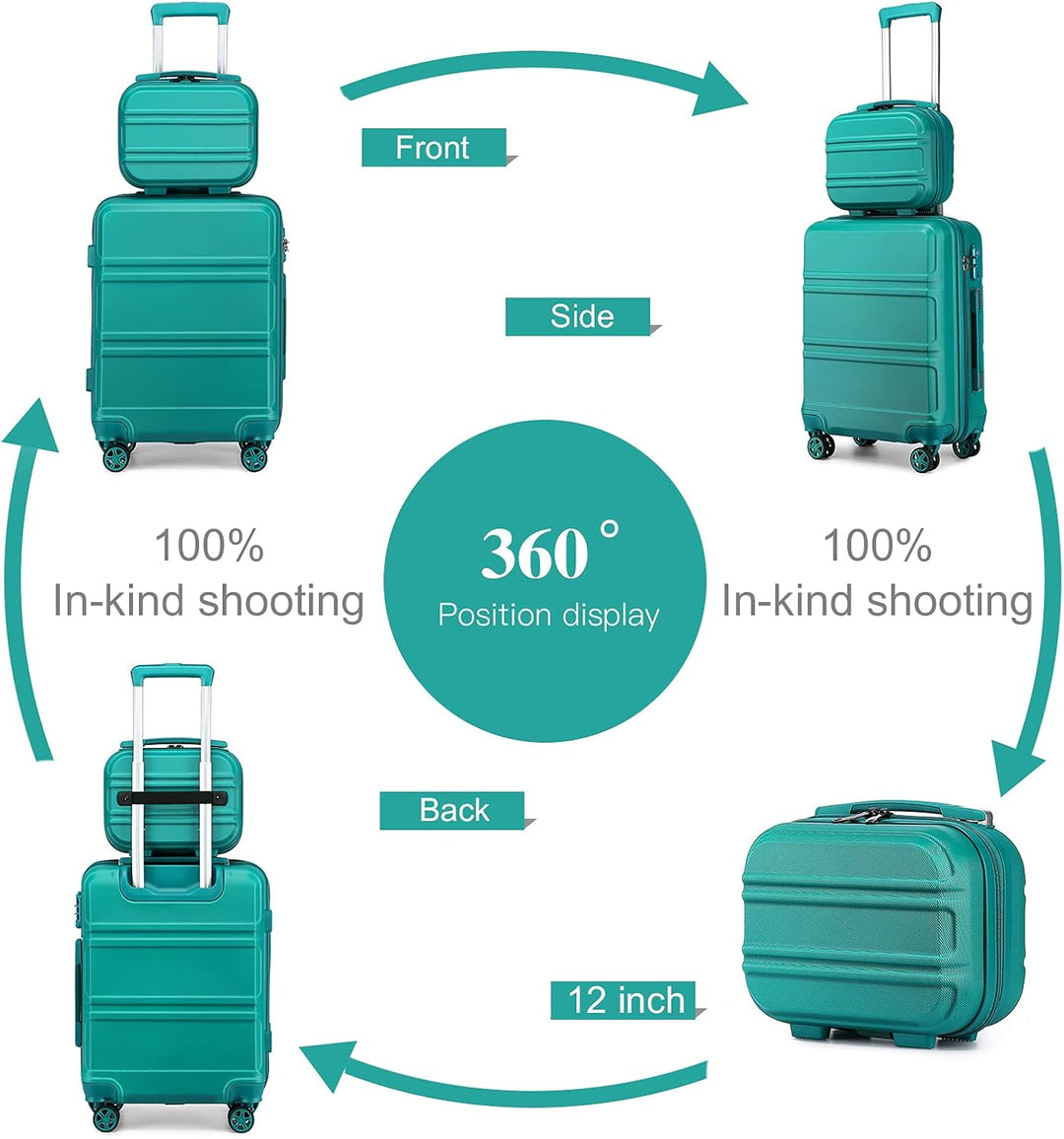 KONO 2er Kofferset ABS Hartschalen Hardcase Trolley TSA-Schloss 55cm Reisekoffer Boardcase + Handgep