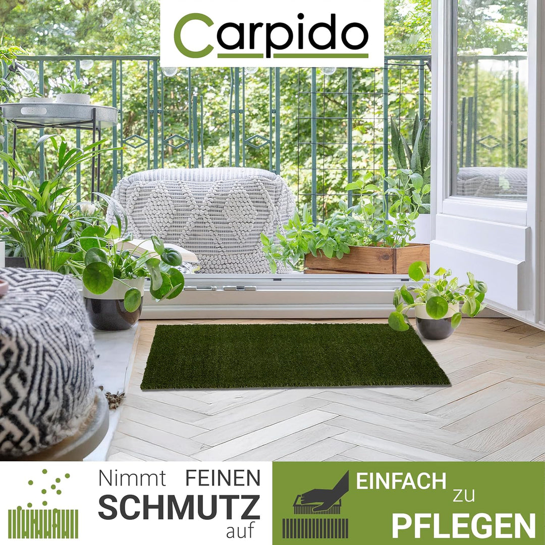 rutschfeste Kokosmatte - 40 x 60 cm Grün - Nachhaltige Naturfaser für den überdachten Aussenbereich