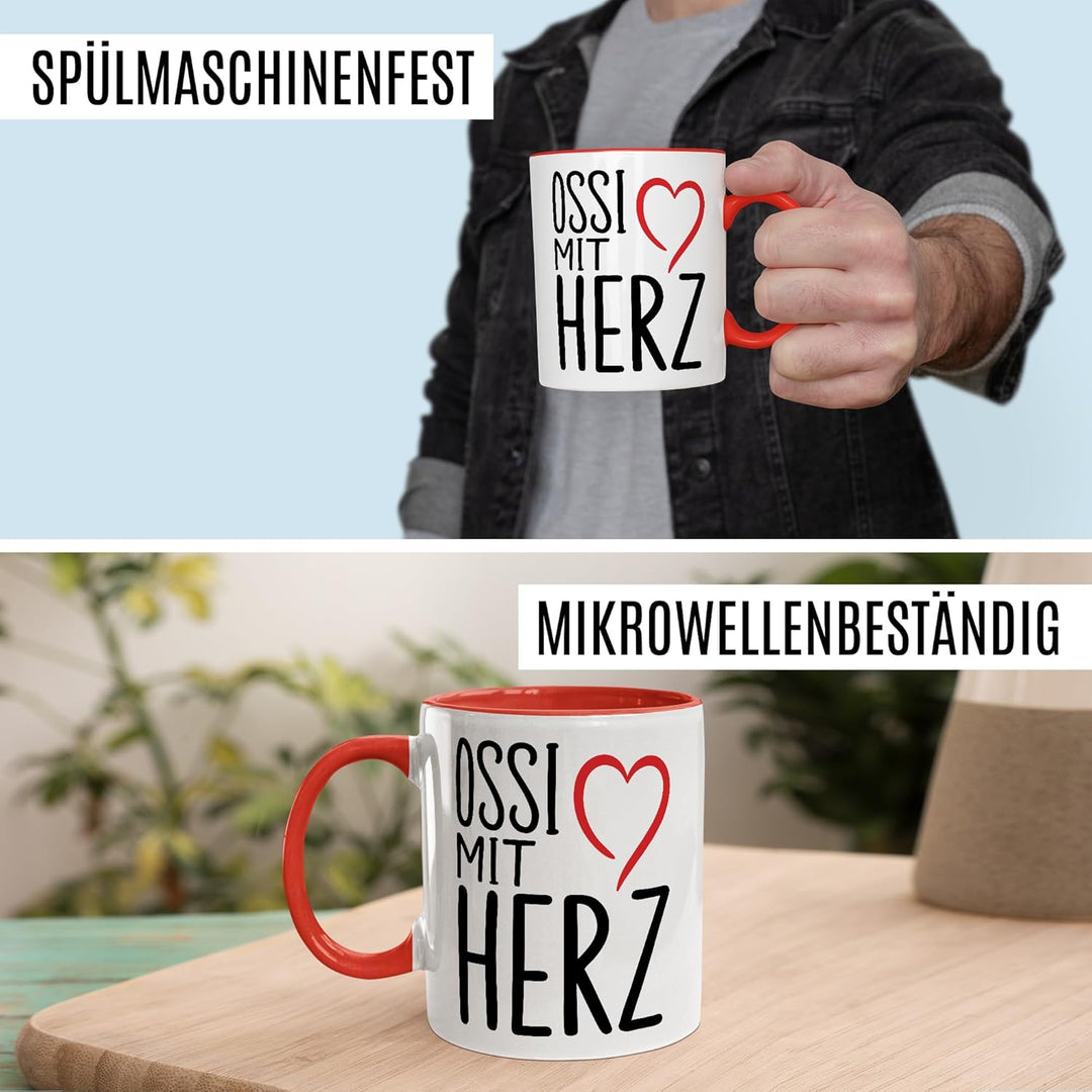Ostdeutschland Tasse mit Spruch – Geschenk Ossi mit Herz – Kaffeetasse 330ml aus Keramik – DDR Osten