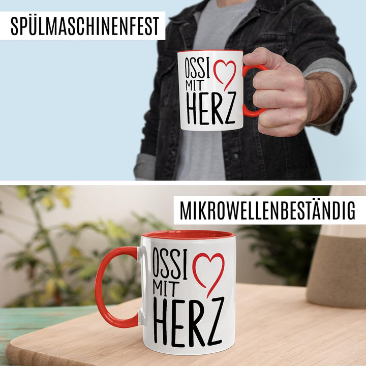 Ostdeutschland Tasse mit Spruch – Geschenk Ossi mit Herz – Kaffeetasse 330ml aus Keramik – DDR Osten