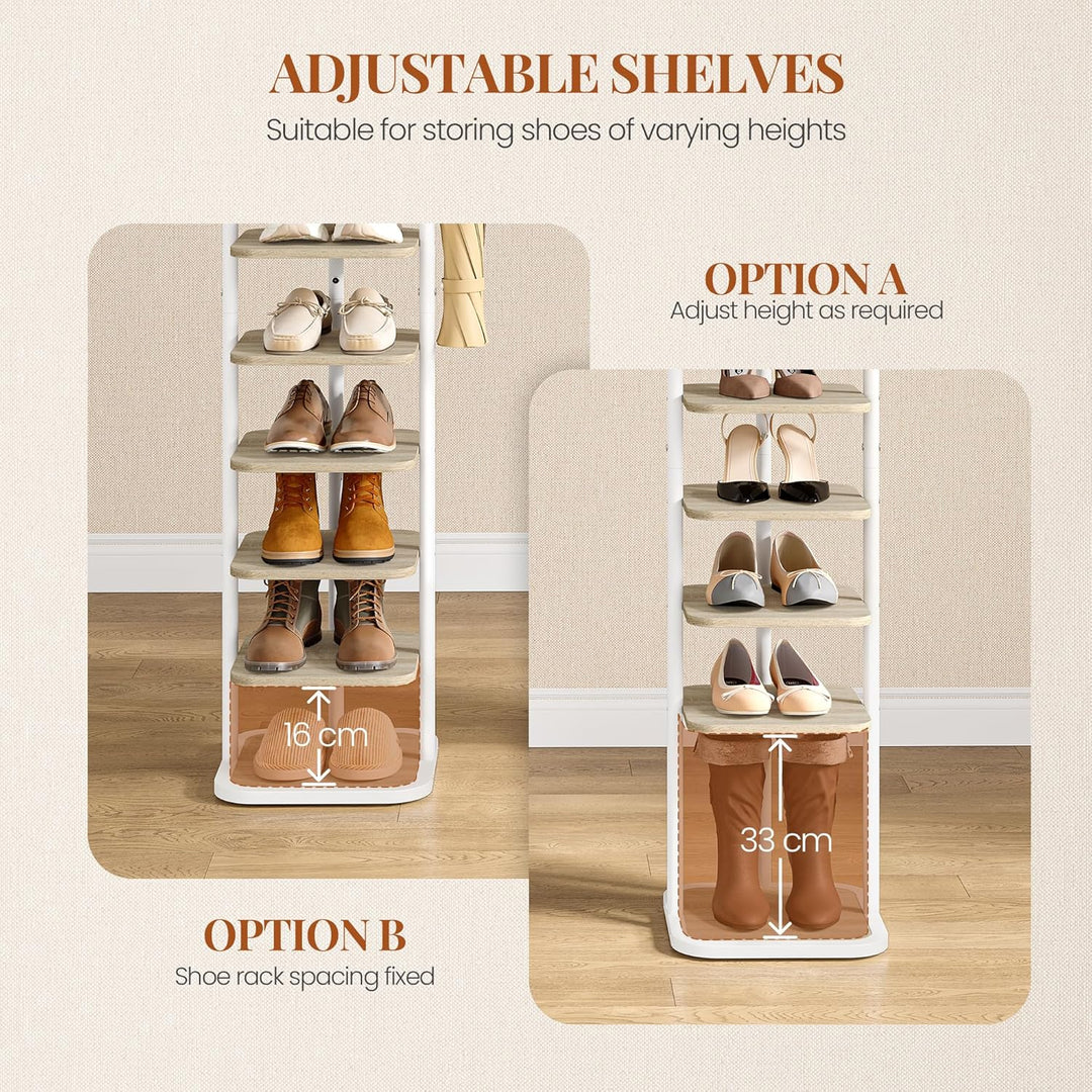 Schuhregal, 10-Stockige Schuhablage Schmal, Vertikales Schuhregal, Verstellbar Ablage, für Eingangsb