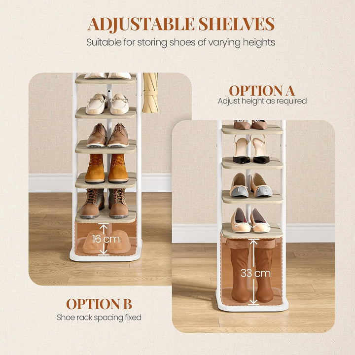 Schuhregal, 10-Stockige Schuhablage Schmal, Vertikales Schuhregal, Verstellbar Ablage, für Eingangsb