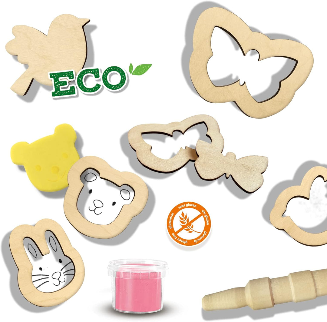 SES Creative 24917 – Eco Knete Set mit Holzwerkzeugen, Umweltfreundlich, Fördert Motorik und Kreativ