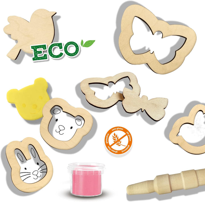 SES Creative 24917 – Eco Knete Set mit Holzwerkzeugen, Umweltfreundlich, Fördert Motorik und Kreativ
