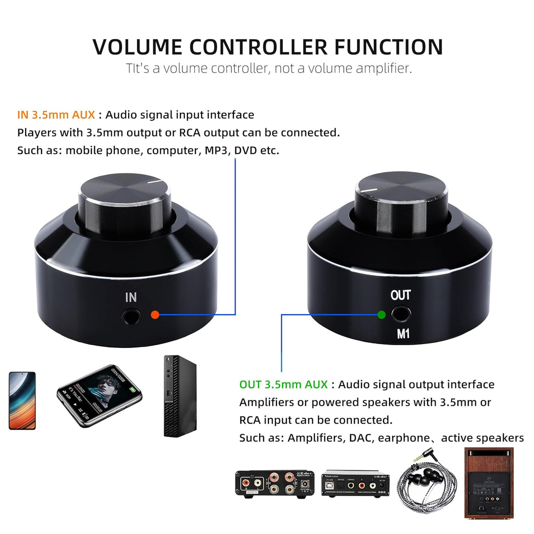 Mini Lautstärkeregler, 3,5 mm HiFi Verstärker Umschalter, Mini Volume Control Knob, Audio-Einsteller