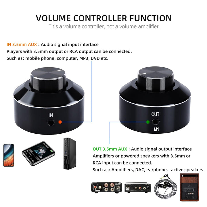 Mini Lautstärkeregler, 3,5 mm HiFi Verstärker Umschalter, Mini Volume Control Knob, Audio-Einsteller