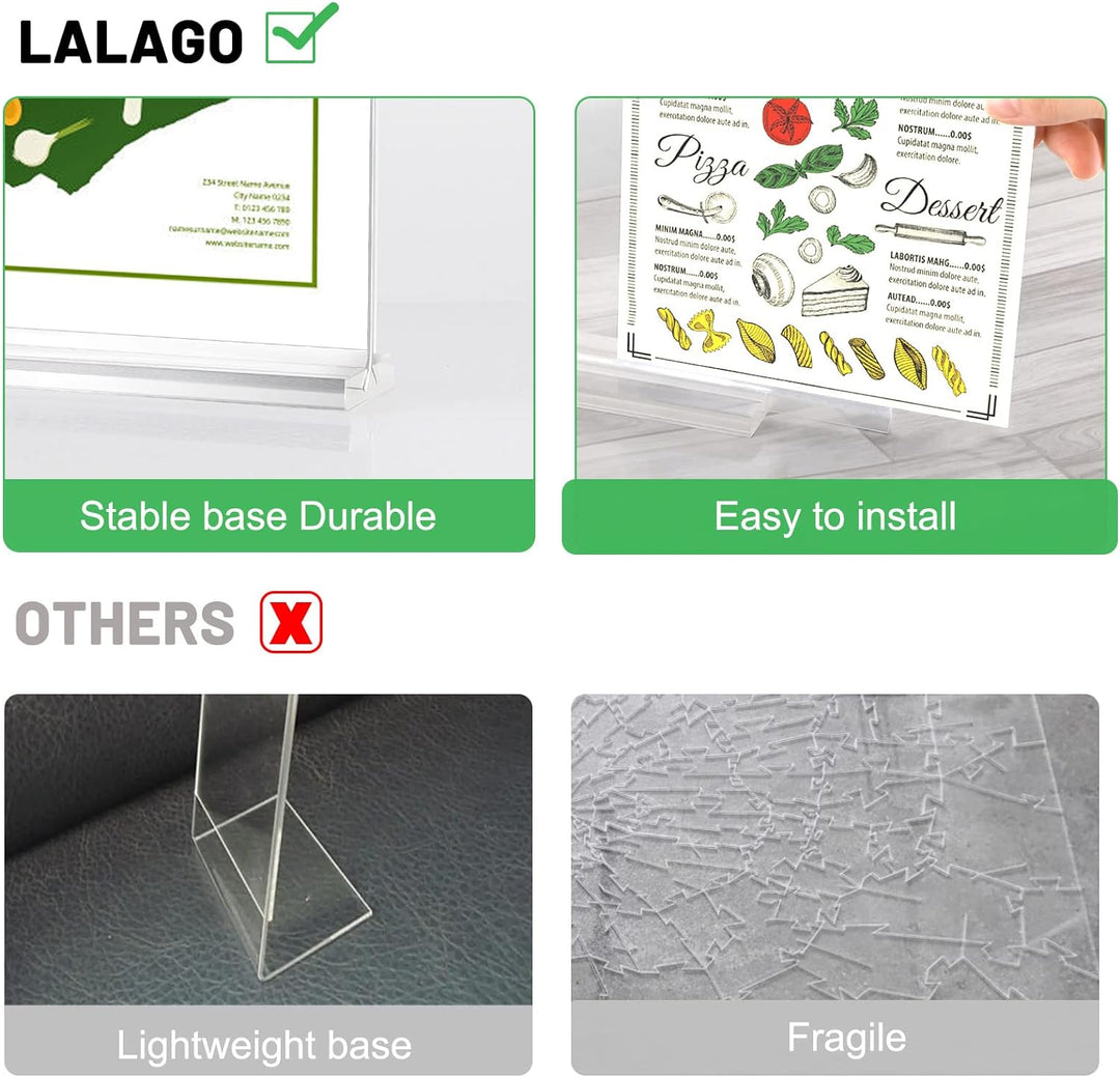 LALAGO 6 stück Tischaufsteller A4, Acryl Menükartenhalter Postkartenständer, Speisekarte Aufsteller