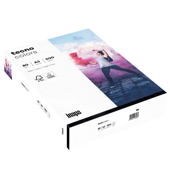 inapa farbiges Druckerpapier, buntes Papier tecno Colors: 160 g/m², A3, 250 Blatt, weiss A3 - 250 Bl