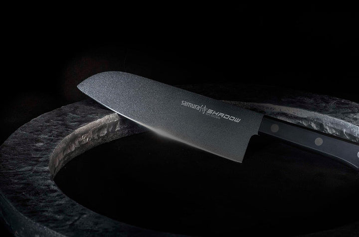 Samura Profi Santokumesser ultra-scharf, gross, aus japanisch AUS 8 Edelstahl, 18cm Klingeschwarze K