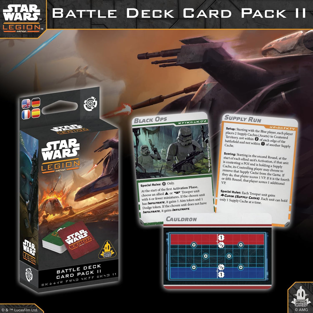 Asmodee, Star Wars: Legion – Battle Deck Card Pack II (Gefechtskarten-Set II), DE-Version, Tabletop-