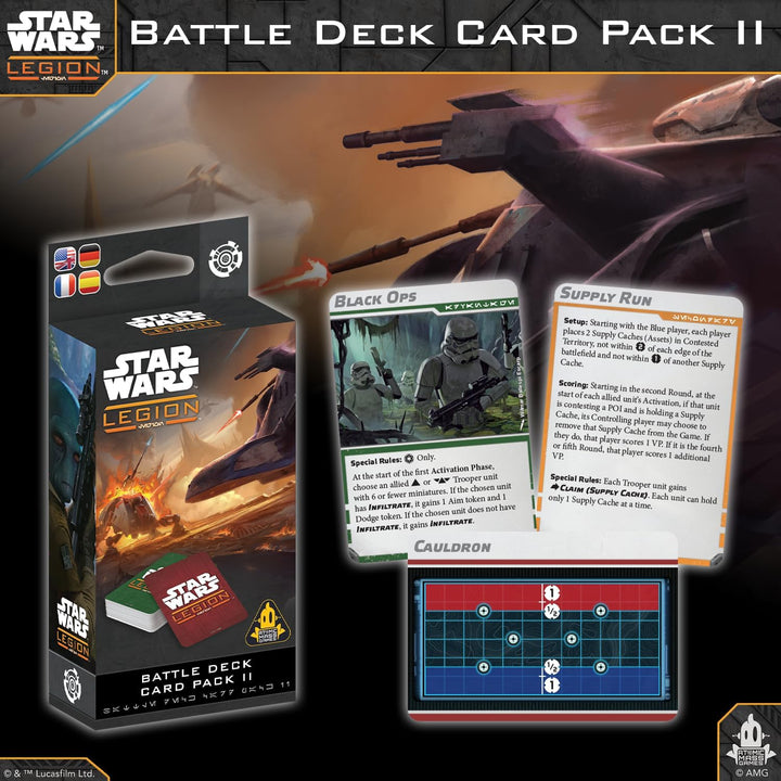 Asmodee, Star Wars: Legion – Battle Deck Card Pack II (Gefechtskarten-Set II), DE-Version, Tabletop-
