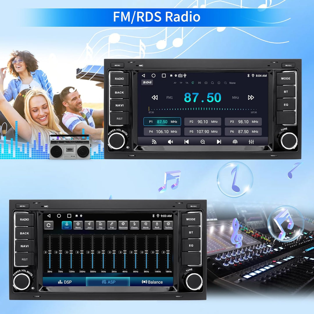 Autoradio für VW Touareg Transporter T5 Multivan, Android 12 System 2G+64G, 7 Zoll Touchscreen, Doub