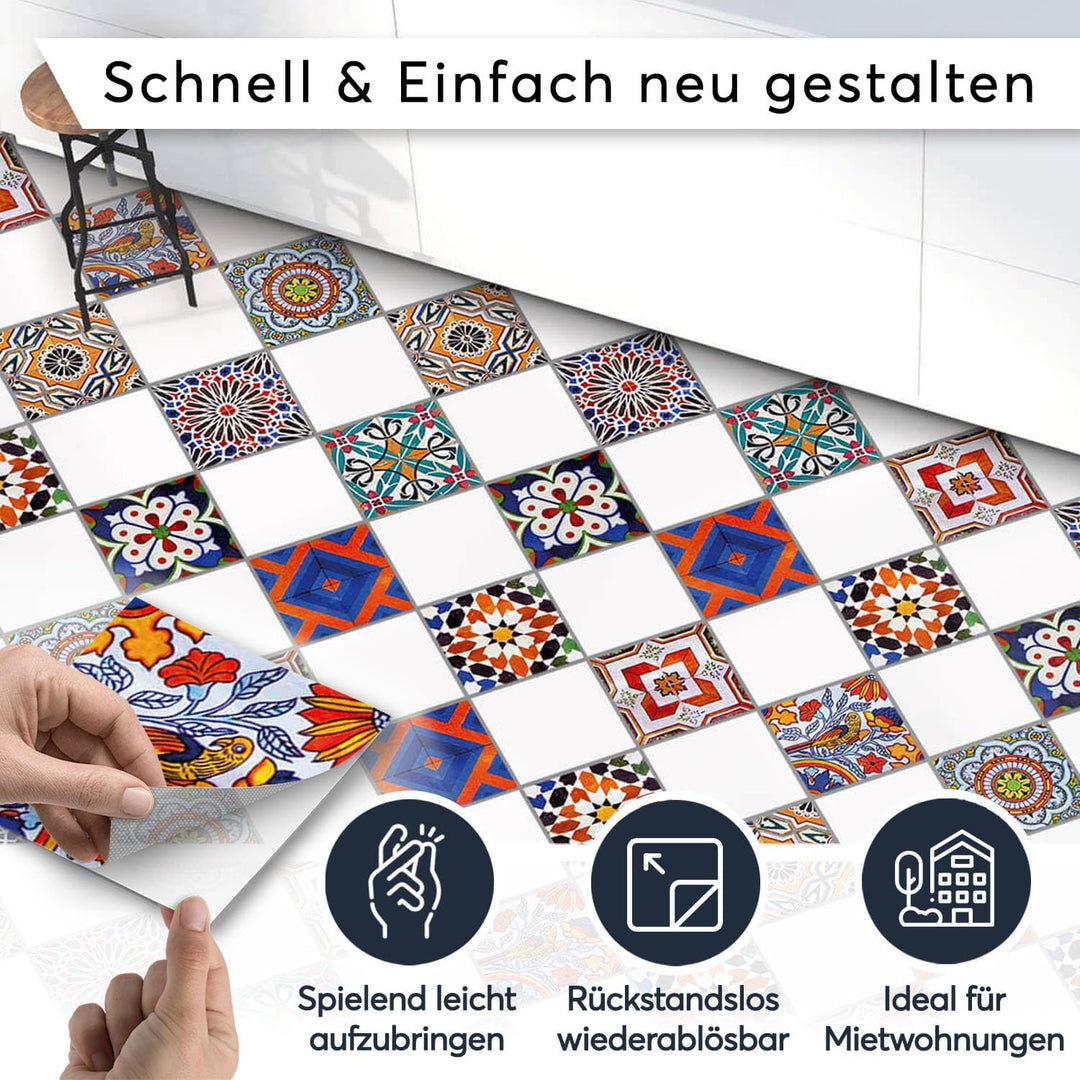 Fliesensticker für - [ Boden Fliesen ] - Aufkleber Folie Sticker für Fliesen Boden - Küche oder Bad