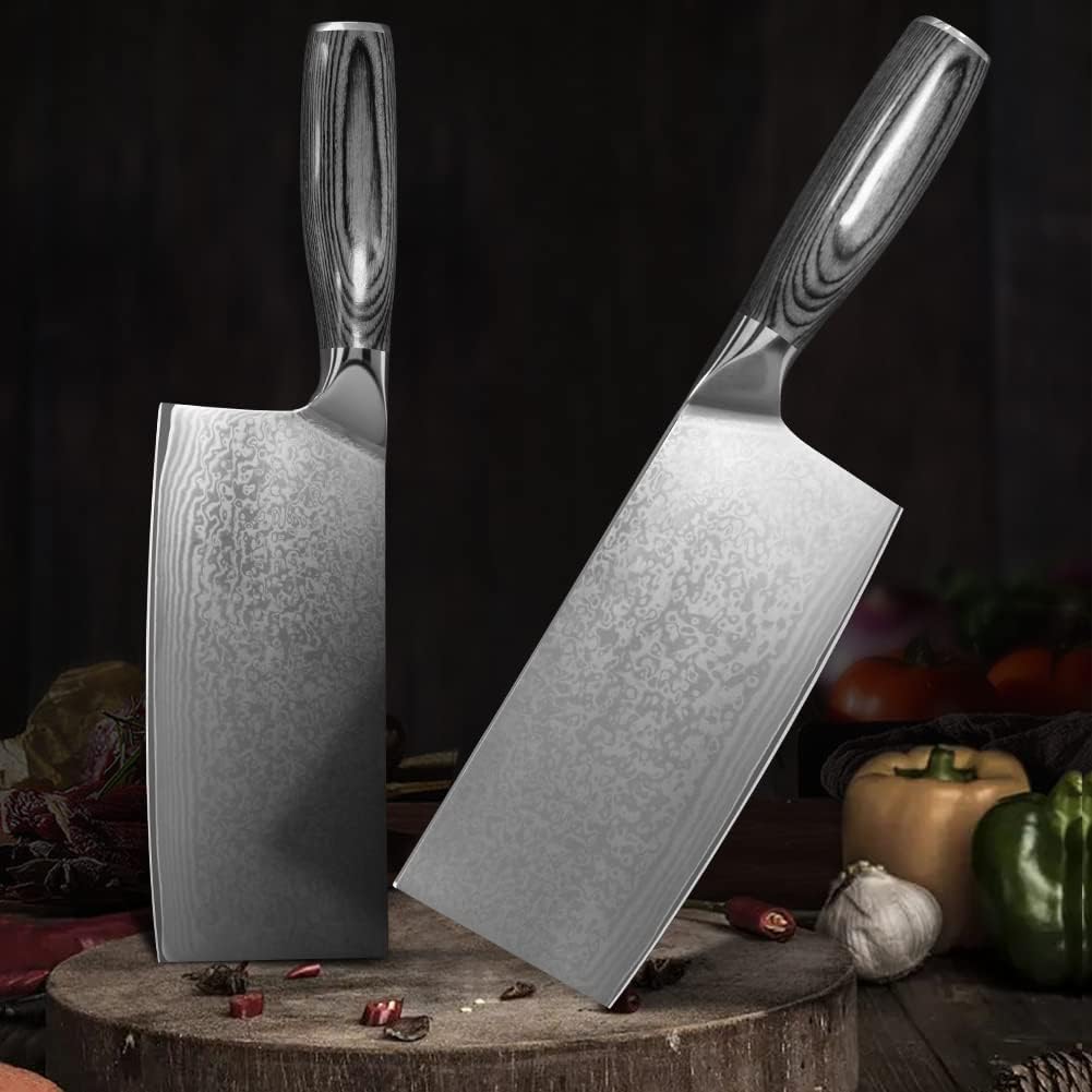 Home Safety Damast Kochmesser Japanisches Messer - Profi Gemüsemesser aus echtem Damaststahl für Küc