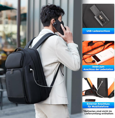 FENRUIEN Erweiterbarer Laptop Rucksack Business Rucksack Herren Laptop Tasche 17 Zoll für Herren und