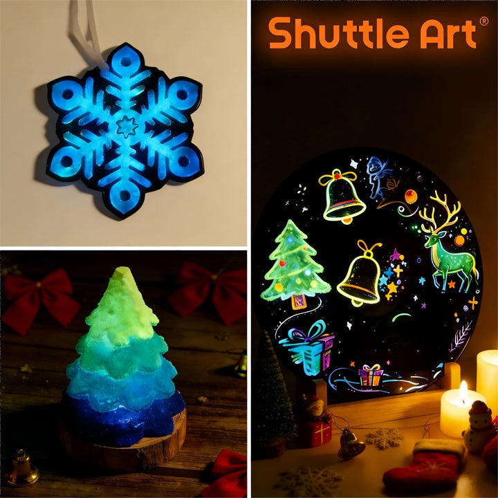 Shuttle Art Fluoreszierende Farbe, 12×60ml Leuchtfarben nachtleuchtend, Glow in the Dark nachtleucht