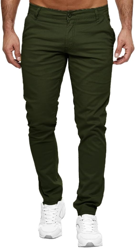 Elara Herren Chino Hose Stretch 29W / 30L Khaki, 29W / 30L Khaki