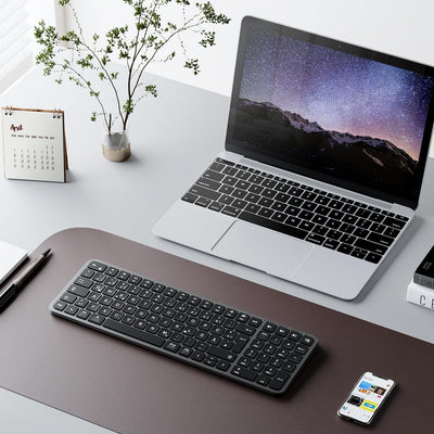 iClever Bluetooth Tastatur Mac，kabellose Multi-Device Tastatur mit Easy-Switch für bis zu 3 Geräte,