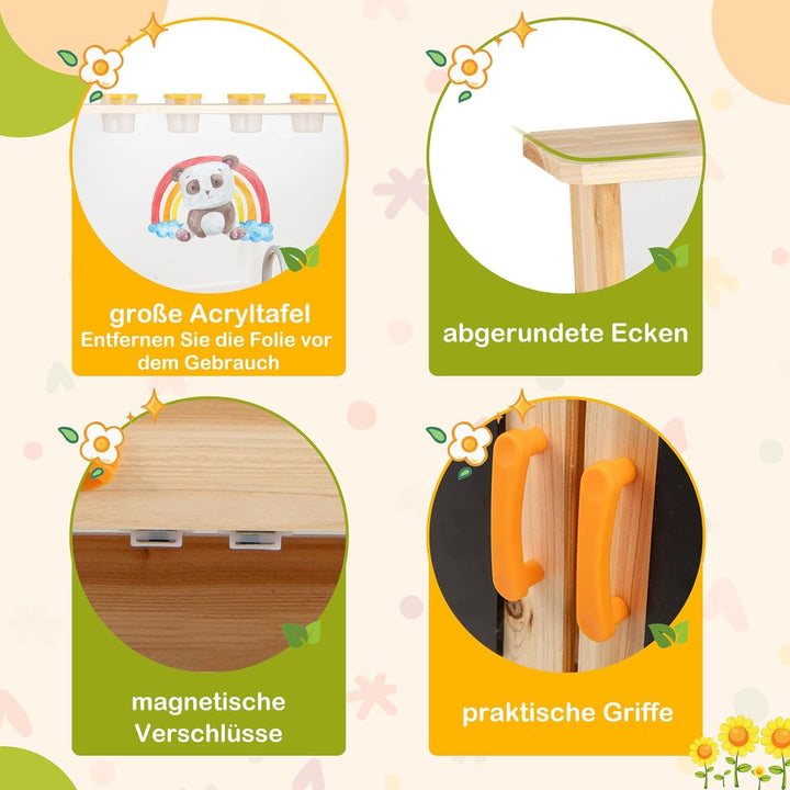 GOPLUS Matschküche Kinder, Spielküche Outdoor mit Pflanzentöpfen, Herdplatten, Abnehmbares Spülbecke
