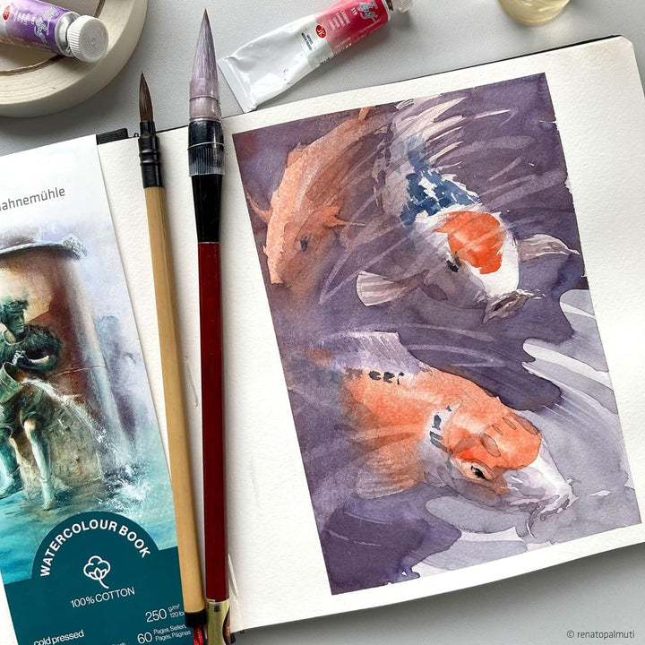 Hahnemühle Watercolour Book 100% Cotton, 250g/m², matt, oberflächengeleimt, 30 Blatt/60 Seiten, Aqua