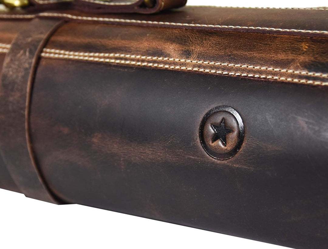 Ledermesserrolle Aufbewahrungstasche | Elastisch und erweiterbar 10 Taschen | Verstellbarer/Abnehmba