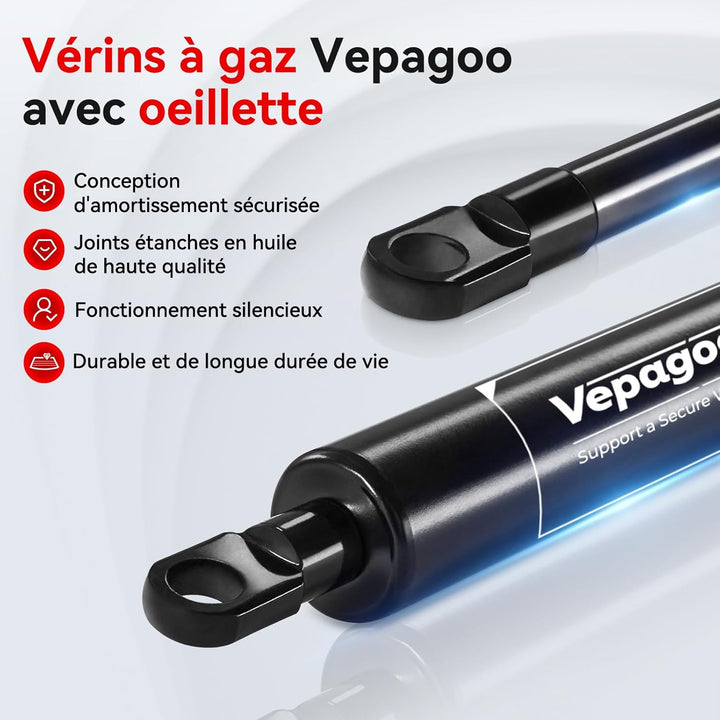 Vepagoo 615MM 250N/25KG Gasdruckfeder für RV Bett Boot Bett Abdeckung Gartenboxen Tür Deckel Boden L