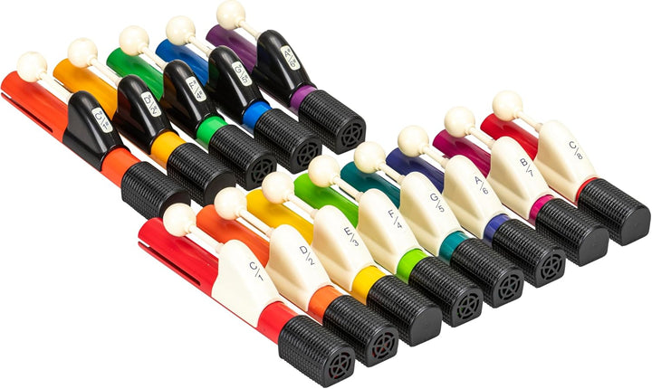 Betzold Handchimes in Boomwhackers®-Farben - farbige Klangstäbe Kinder Handglocken-Set chromatische