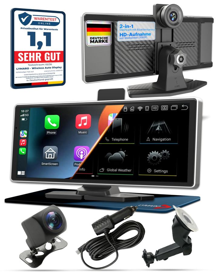Wireless CarPlay Display & Android Display fürs Auto, tragbares Apple Auto CarPlay Display & Android