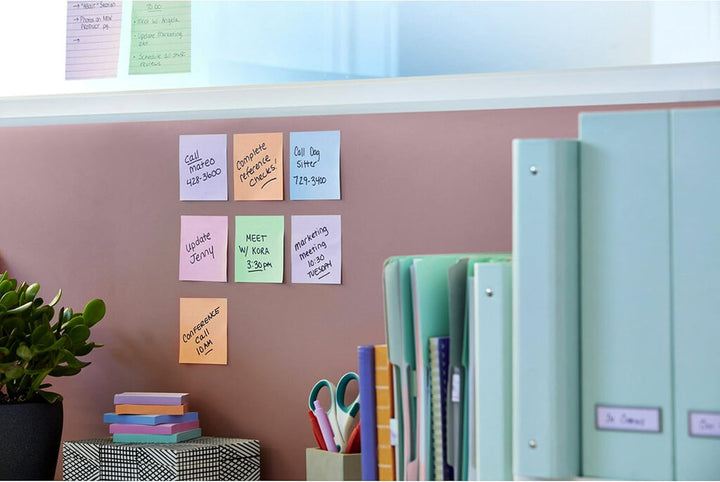 Post-it Super Sticky Recycled Notes, 5 Pastellfarben, Sticks and Resticks, 7,6 x 7,6 cm Wanderlust,