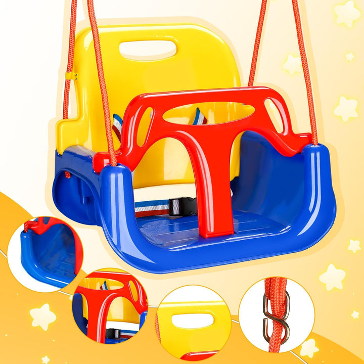 Ansobea Babyschaukel 3-in-1 Kinderschaukel Babysitz Abnehmbarer,Höhenverstellbar,Mitwachsende Kinder
