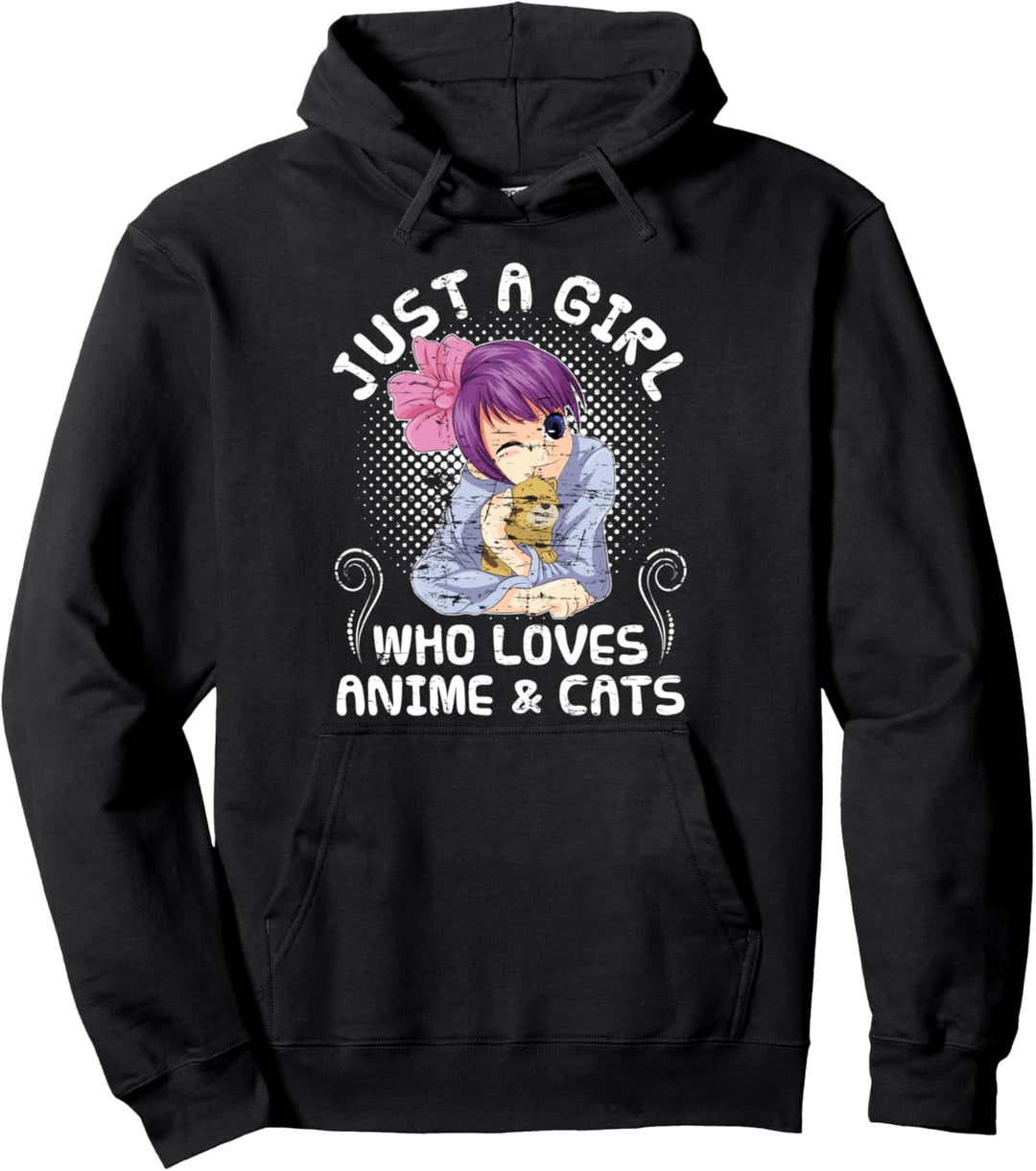 Nur ein Mädchen das Anime und Katzen liebt Japan Anime Pullover Hoodie